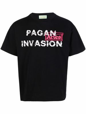 Aries slogan-print T-shirt - Black