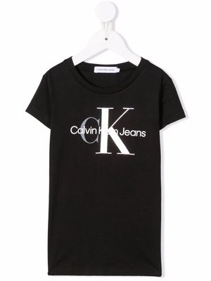 Calvin Klein Kids logo print jersey T-shirt - Black