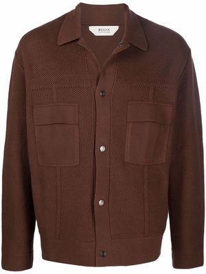 Z Zegna knitted spread-collar polo shirt - Brown