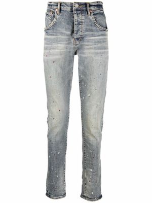 Purple Brand paint-splatter skinny jeans - Blue