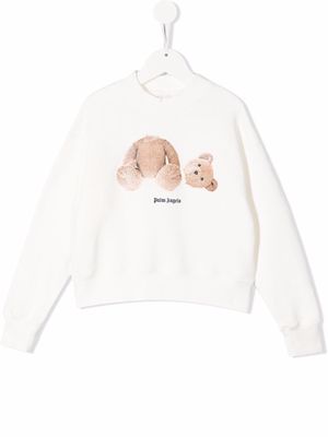 Palm Angels Kids Bear print cotton sweatshirt - White
