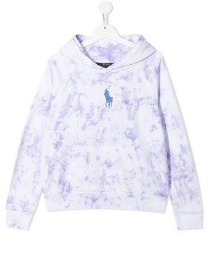 Ralph Lauren Kids logo-embroidered tie-dye hoodie - Purple