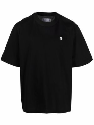 sacai embroidered-logo cotton T-Shirt - Black