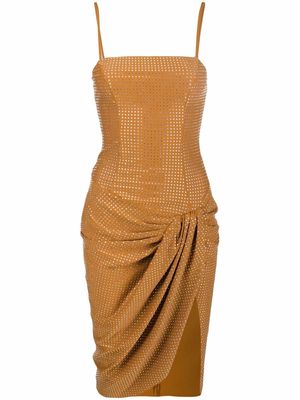 Giuseppe Di Morabito crystal embellished draped dress - Brown