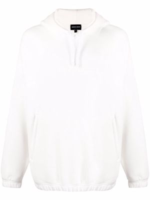 Giorgio Armani embroidered logo hoodie - White