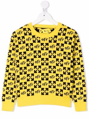 Off-White Kids all-over logo-print sweatshirt - Yellow