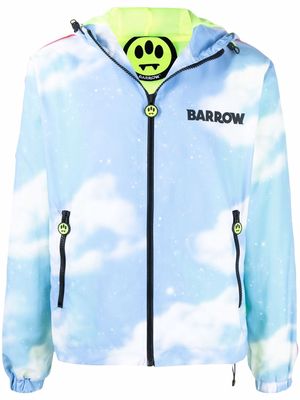 BARROW cloud-print zipped hoodie - Blue