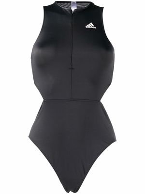 adidas logo cut-detail swimsuit - Black