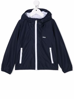 BOSS Kidswear logo-print zip-up jacket - Blue