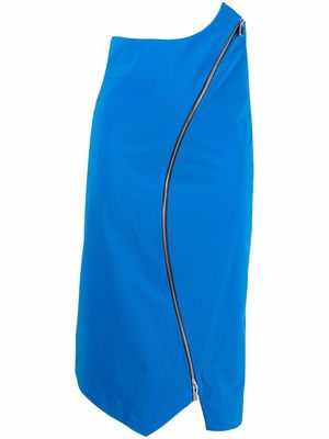 Nina Ricci asymmetric zip midi skirt - Blue