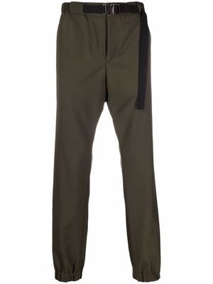 sacai straight-leg belted trousers - Green