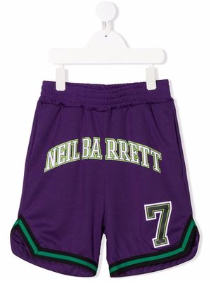 Neil Barrett Kids logo-print track shorts - Purple