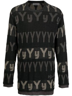 Yohji Yamamoto intarsia-knit logo jumper - Brown
