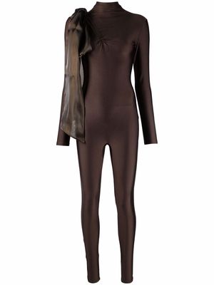 Atu Body Couture organza-bow catsuit - Brown