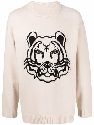 Kenzo intarsia-knit K-Tiger wool jumper - Neutrals