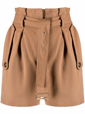 Elisabetta Franchi high-waisted gathered-detail shorts - Brown