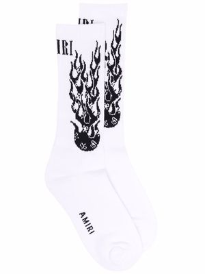 AMIRI logo-print cotton socks - White