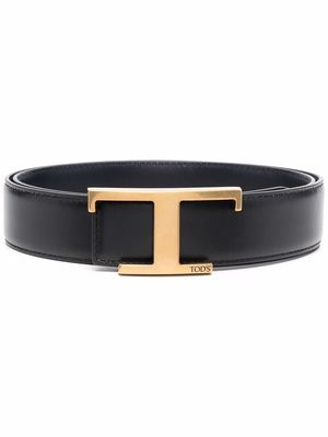 Tod's logo-buckle leather belt - Black