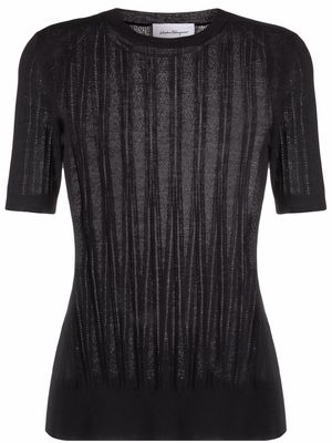 Salvatore Ferragamo short-sleeve knitted top - Black