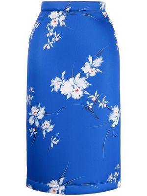 Nº21 floral-print zipped midi skirt - Blue