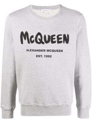 Alexander McQueen logo-print cotton sweatshirt - Grey