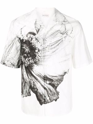 Alexander McQueen flower-print cotton shirt - White