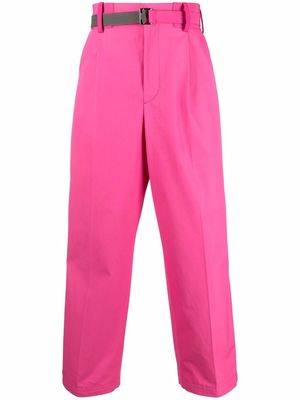 sacai belted wide-leg trousers - Pink
