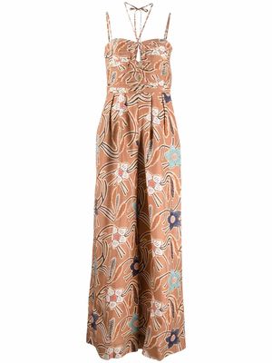 Ulla Johnson Khalida floral-print silk jumpsuit - Brown