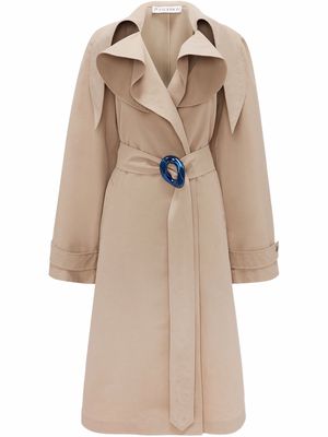 JW Anderson exaggerated-collar chain-link trench - Neutrals