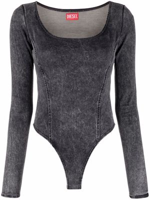Diesel logo-patch long-sleeve bodysuit - Black