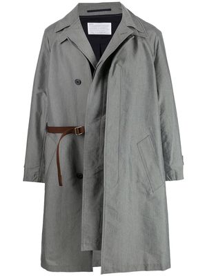 Kolor asymmetric draped trench coat - Grey