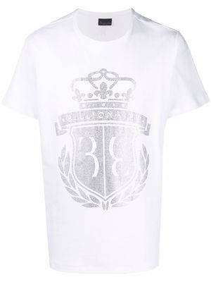 Billionaire embellished crest cotton T-shirt - White