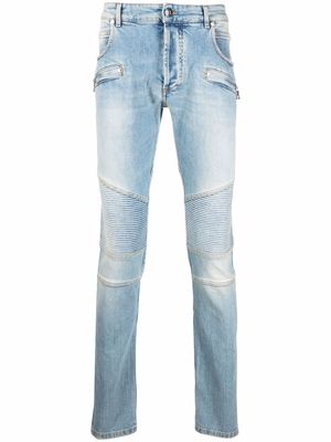 Balmain stonewashed skinny-fit jeans - Blue