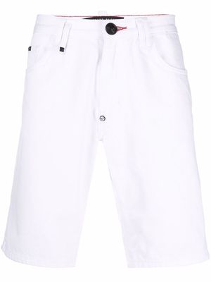 Philipp Plein straight-leg denim shorts - White