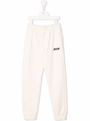 MSGM Kids logo-print cotton track pants - Neutrals