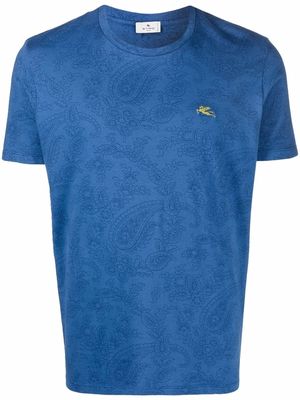 ETRO embroidered-logo cotton T-Shirt - Blue