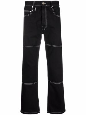 Etudes contrast-stitch straight-leg jeans - Black