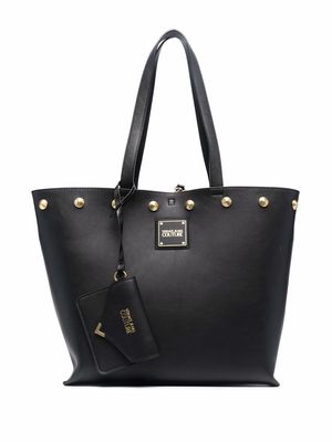 Versace Jeans Couture logo-plaque faux-leather tote bag - Black