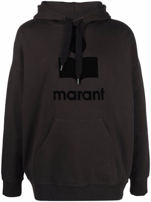 Isabel Marant flocked-logo hoodie - Black