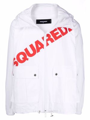 Dsquared2 logo-print cargo-pocket hoodie - White