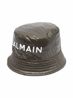 Balmain Kids logo-print bucket hat - Green