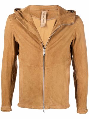 Giorgio Brato zipped fitted leather hoodie - Yellow