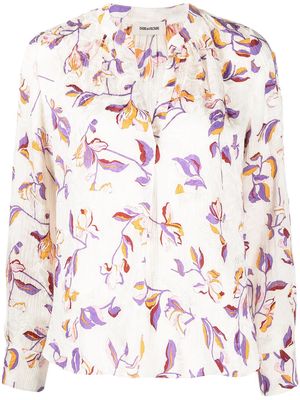 Zadig&Voltaire floral V-neck blouse - White