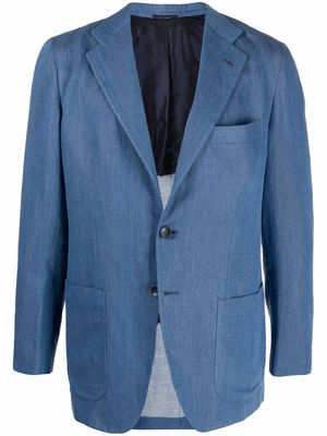 Kiton single-breasted cotton-linen blazer - Blue