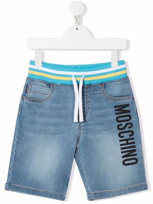 Moschino Kids logo-print denim shorts - Blue