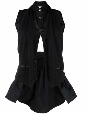 sacai open-back sleeveless layered shirt - Black