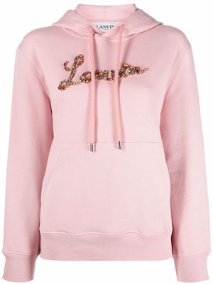 LANVIN crystal-logo hoodie - Pink