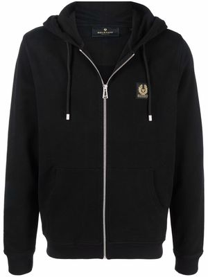 Belstaff zip-up logo-patch hoodie - Black