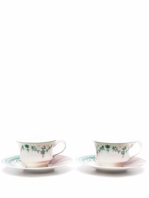 Seletti hybrid contrast-print tea cup set - White