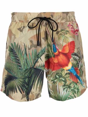 ETRO bird-print swim shorts - Green